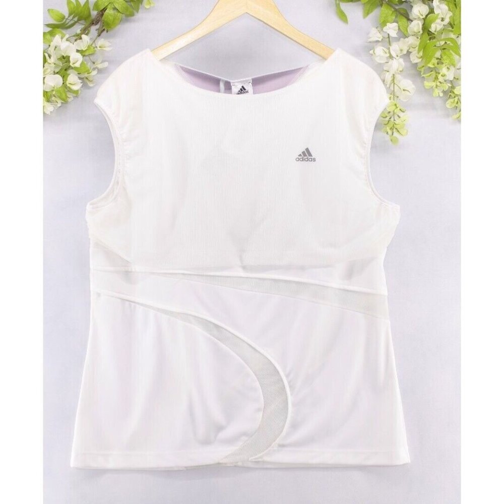 Adidas White Sleeveless Tank Top